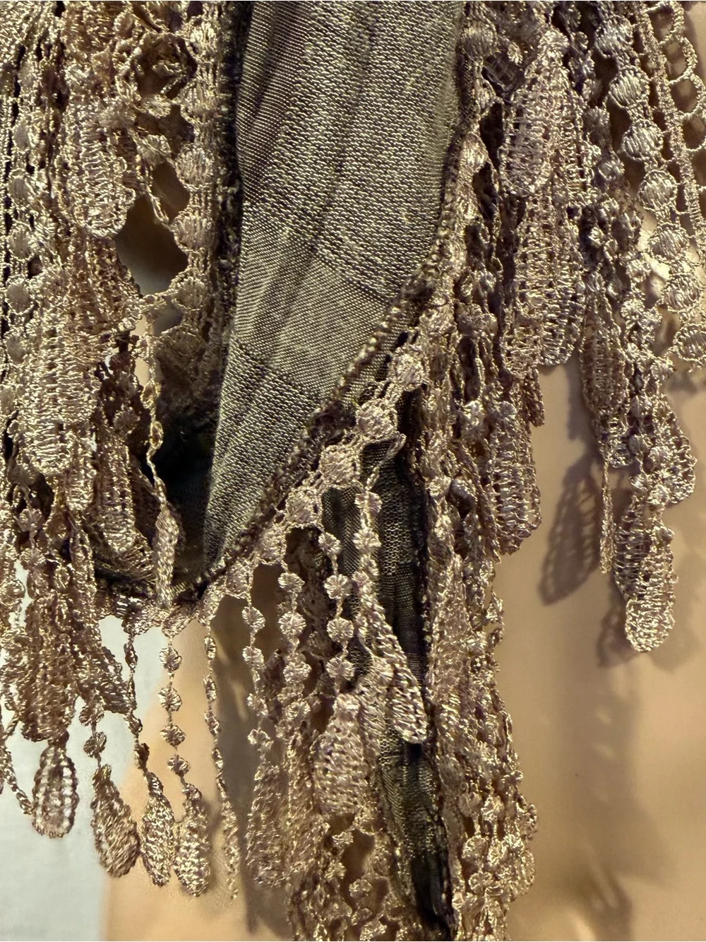 Boho Crochet Fringe Scarf - Brown